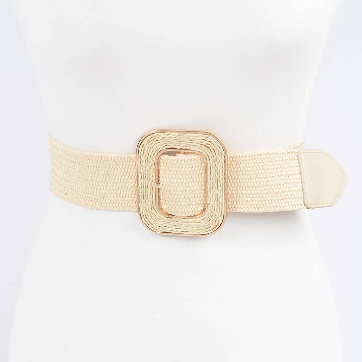 Faux Straw Elastic Belt for wholesale by 3AM BY H&D ACCESSORIES
