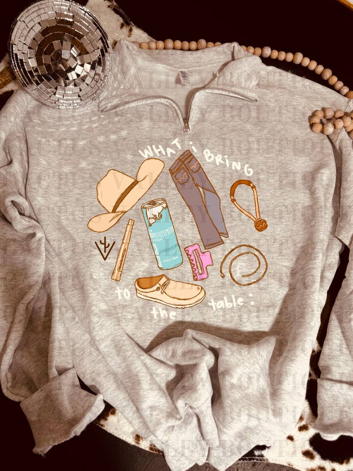 Ce que j'apporte - 1/4 Zip pour la vente par Cactus Valley Boutique