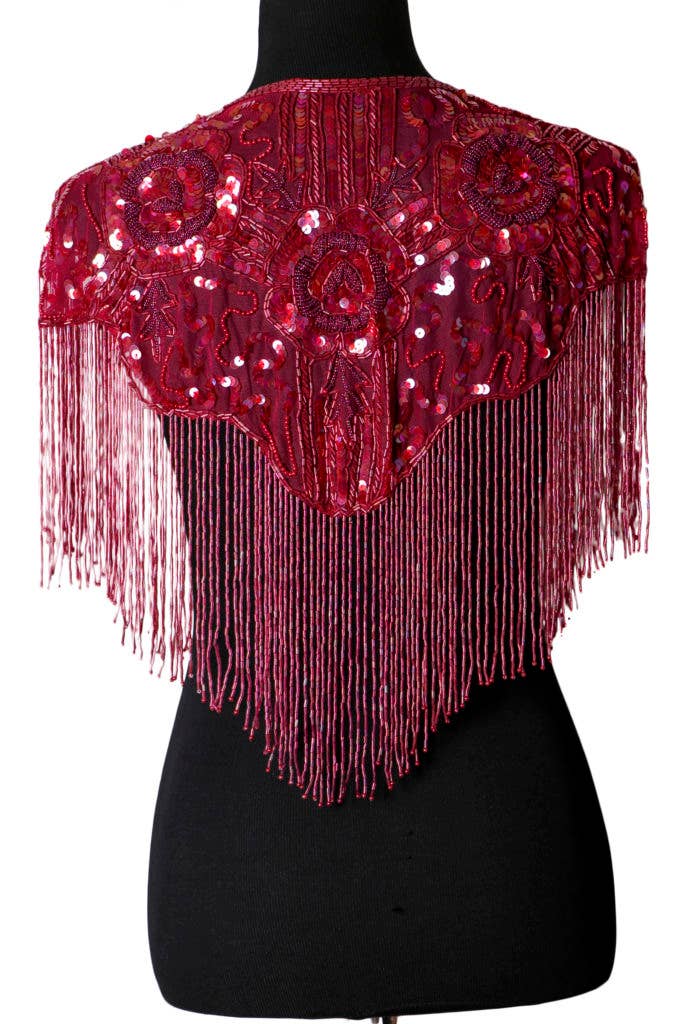 Western Fashion - Vente Châle – femme - Châle perlée orné de roses17