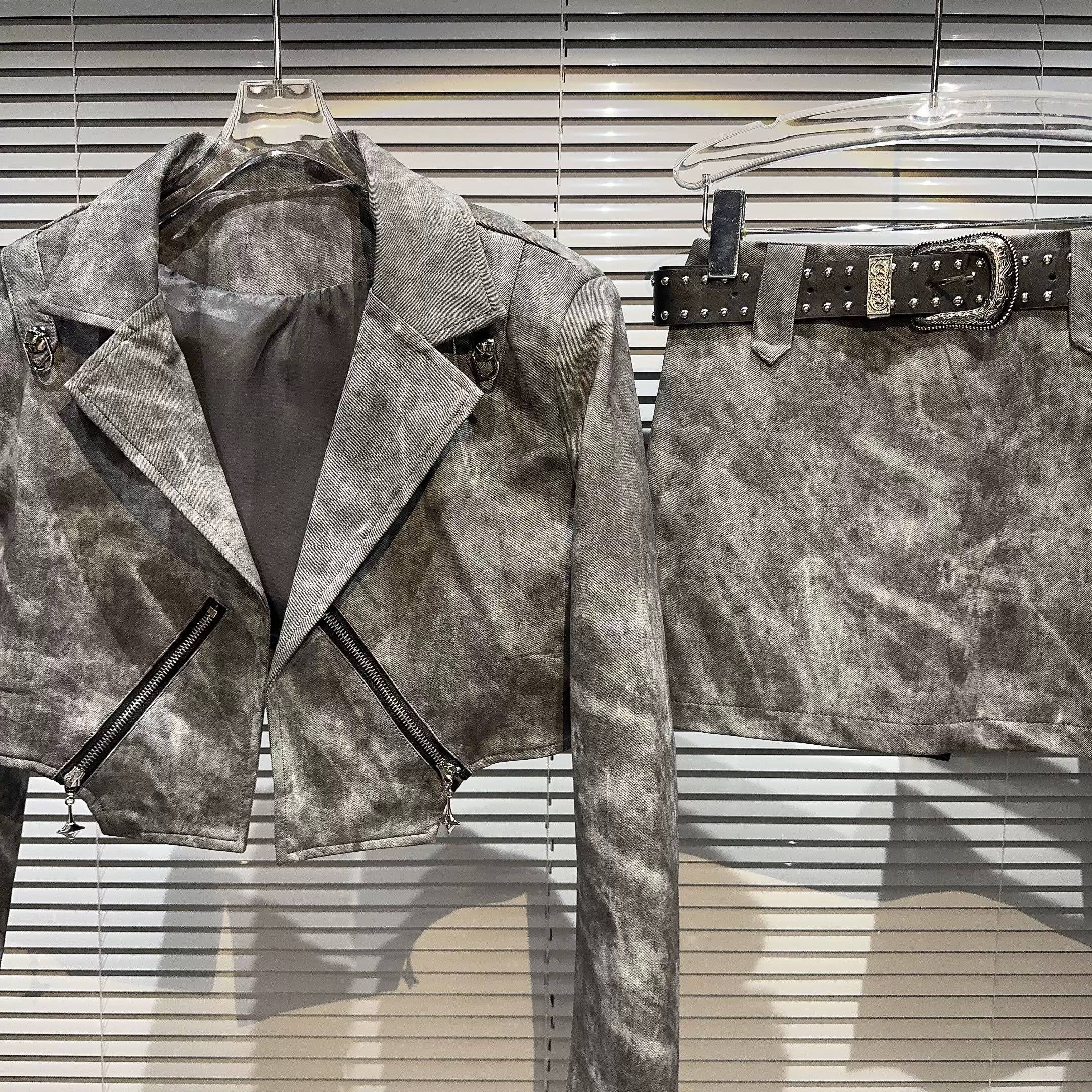 Productseeker - Wholesale Top & Skirt Set - Women's - SET220Y PU Leather Jacket & Studded Skirt Set – Fall Edge2