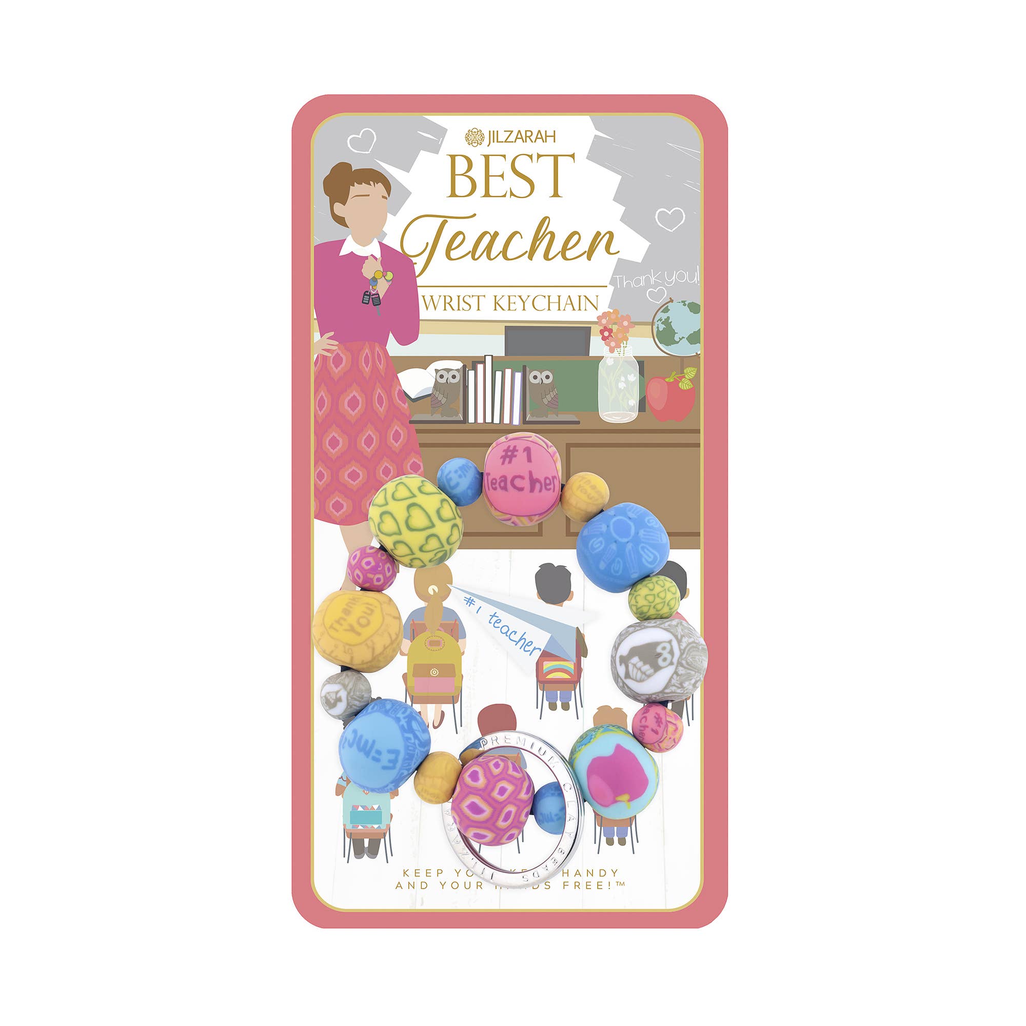 JILZARAH - Wholesale Keychain - Women's - Best Teacher Carded Wrist Keychain1