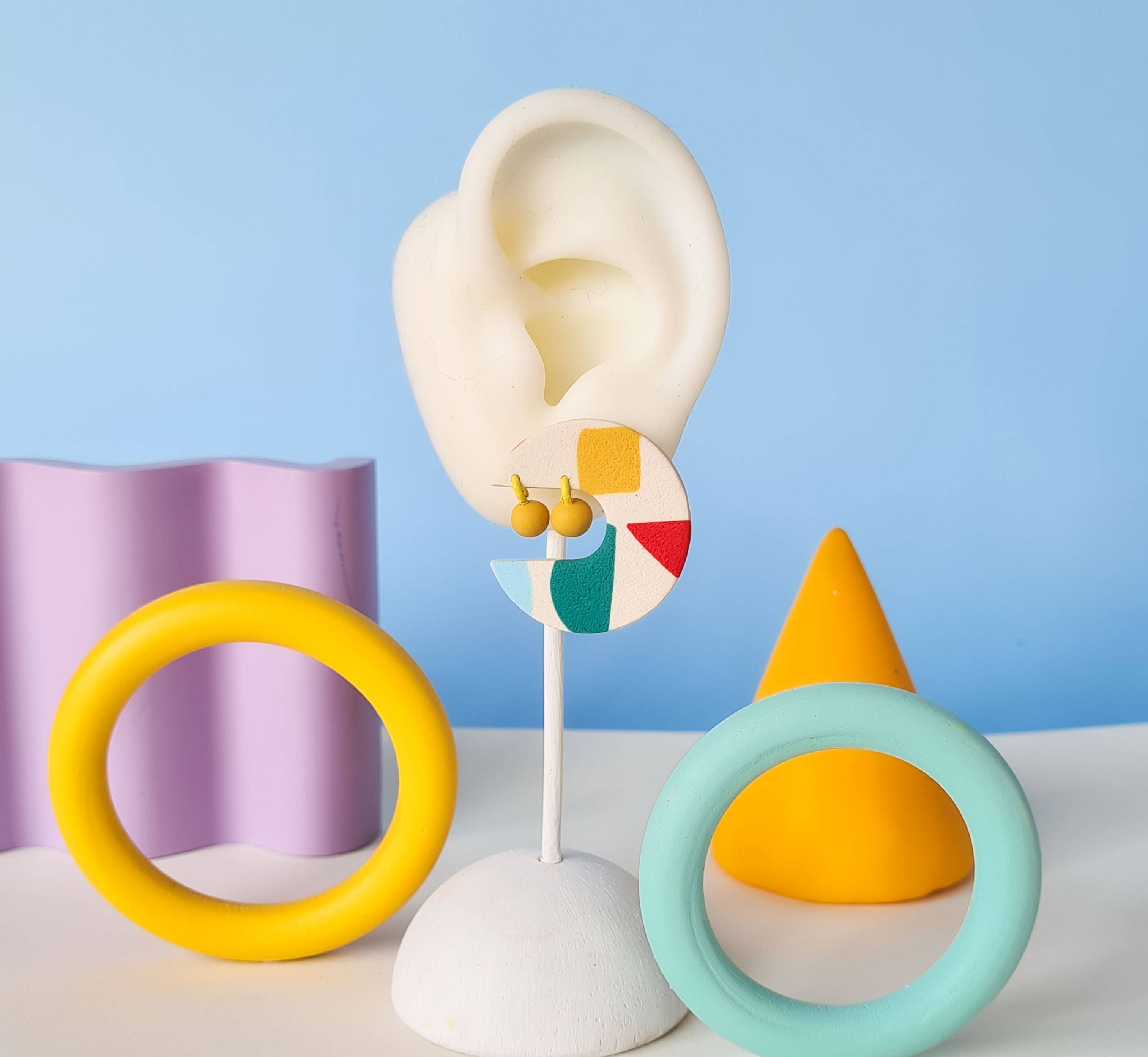 Mono - Wholesale Dangle Earrings - colorful patterned handmade clay earrings in 19 varieties17