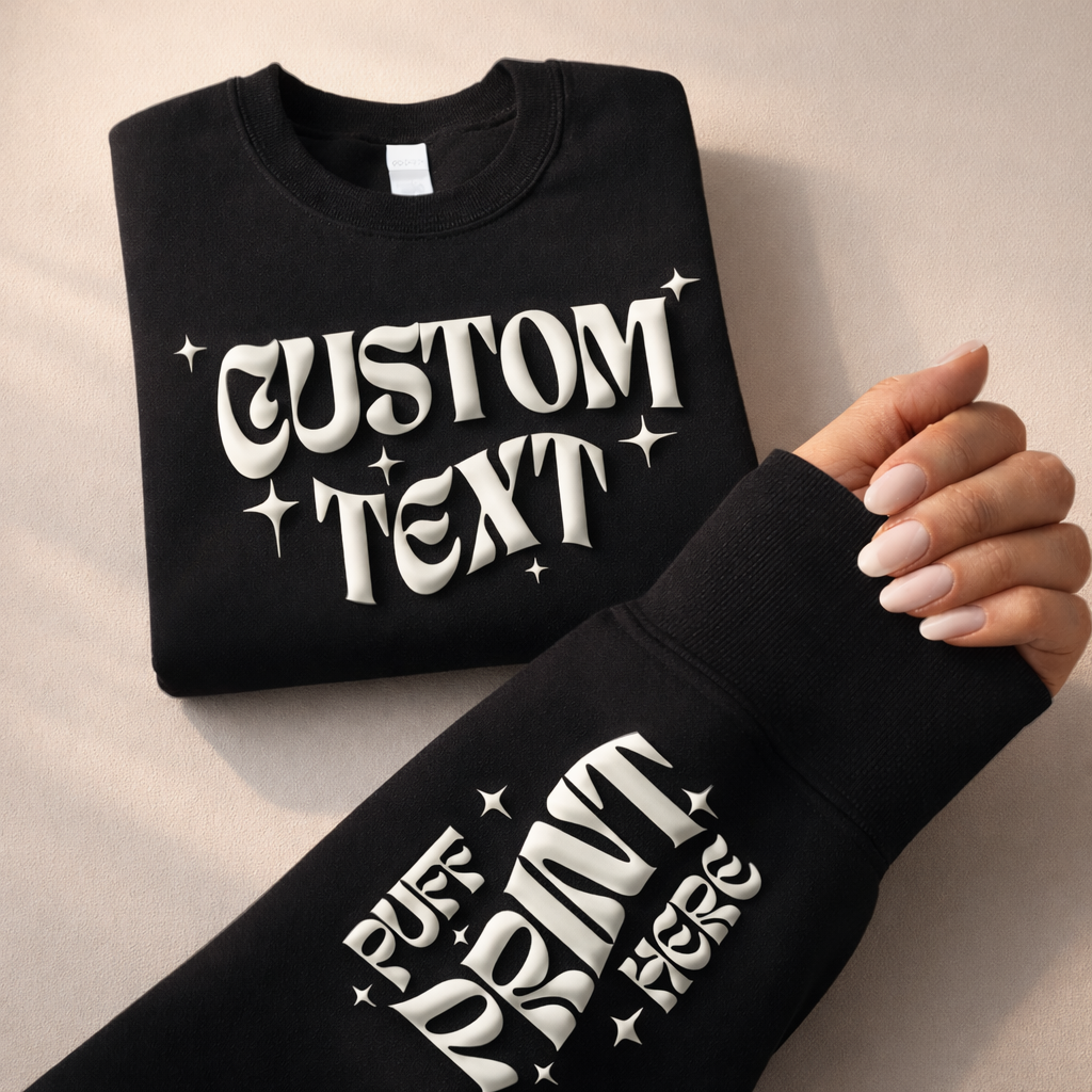 Nobullwoman Apparel - Wholesale Graphic Sweatshirt - Unisex - CUSTOM Wrist Sleeve & Front Puff Print Unisex Sweatshirt0