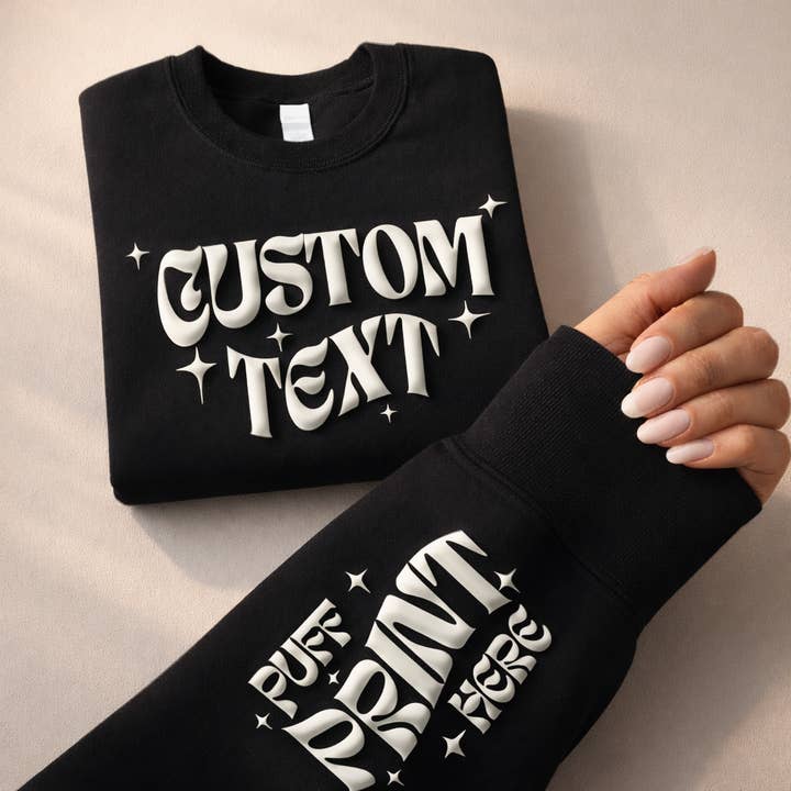 Nobullwoman Apparel - Wholesale Graphic Sweatshirt - Unisex - CUSTOM Wrist Sleeve & Front Puff Print Unisex Sweatshirt