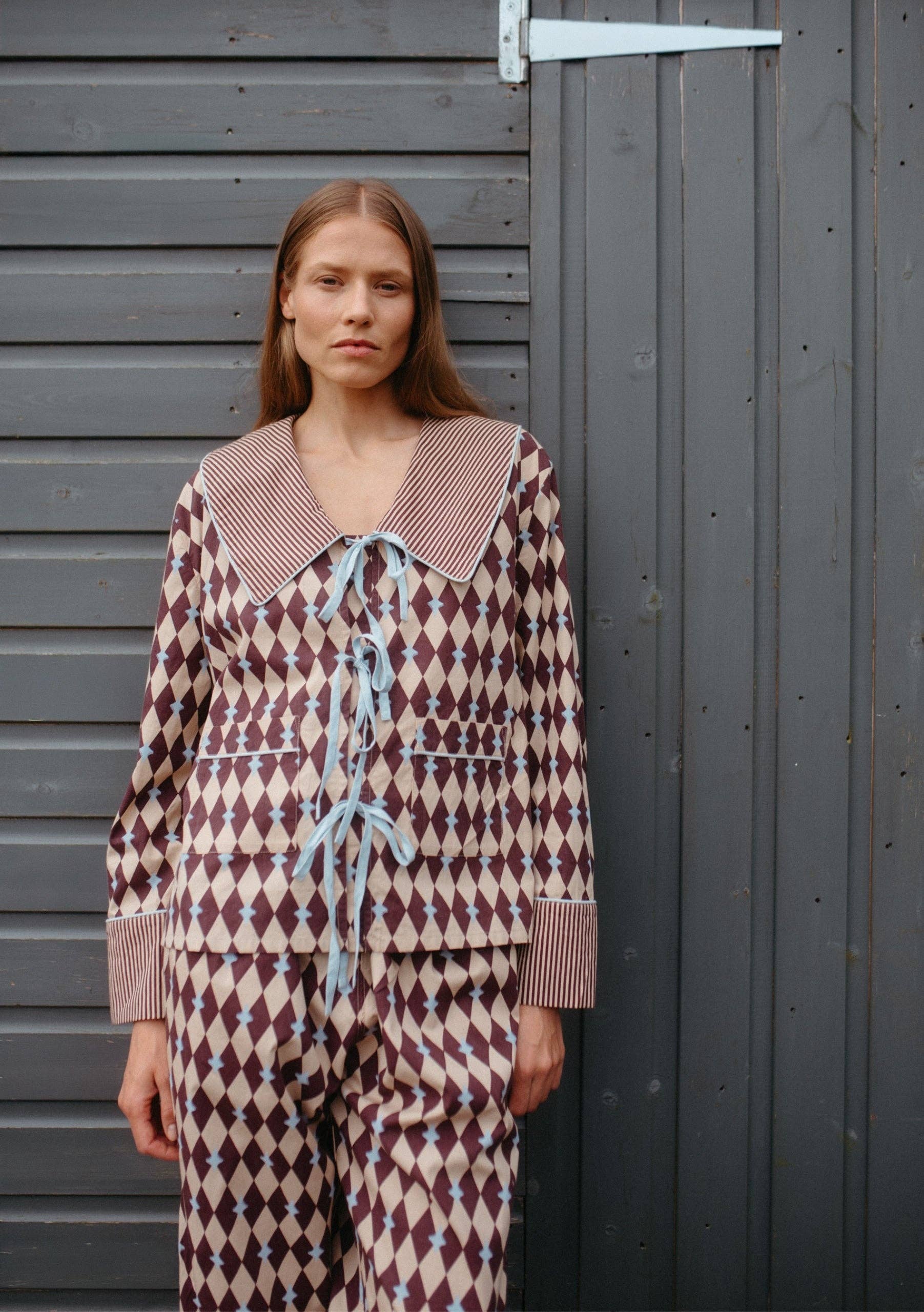 TBCo – wholesale Sleepwear set – Women's – Cotton Pyjamas in Camel Harlequin1