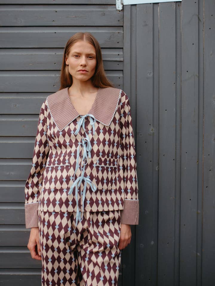 TBCo - Wholesale Sleepwear set – Women's - Cotton Pyjamas in Camel Harlequin1