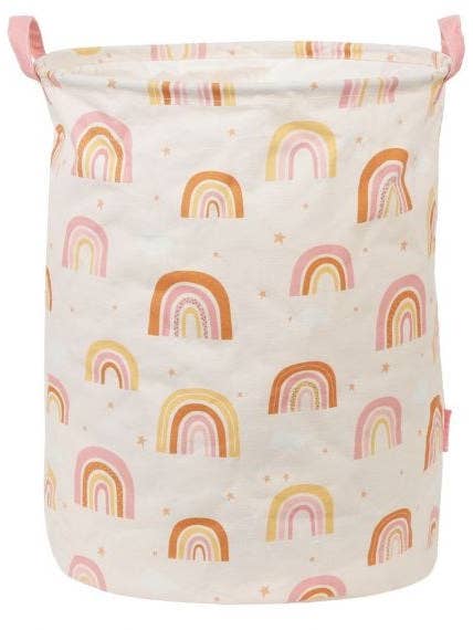 Panier de rangement en coton grand modèle avec motif arcs-en-ciel pour la vente par A Little Lovely Company