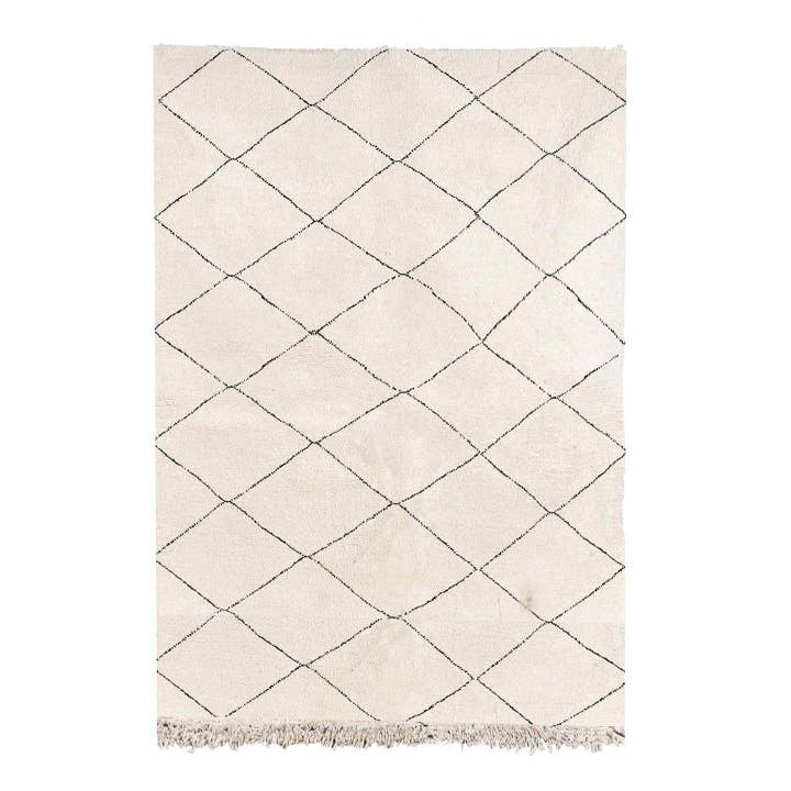 Tapis berbère authentique marocain laine noir blanc Kasbah- tapis sur mesure pour la vente par AFK Living