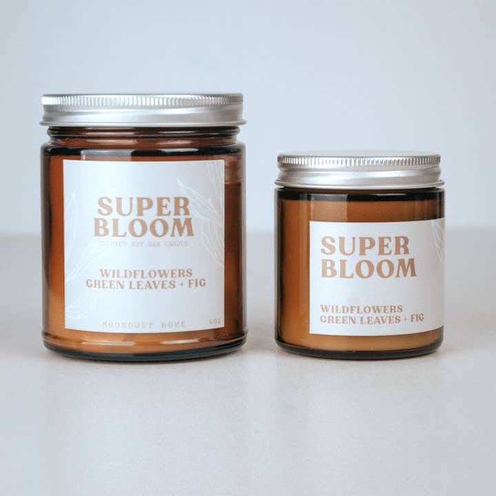 Super Bloom Candle | Wooden Wick Coconut Soy Candle 8oz for wholesale by Moondust Home