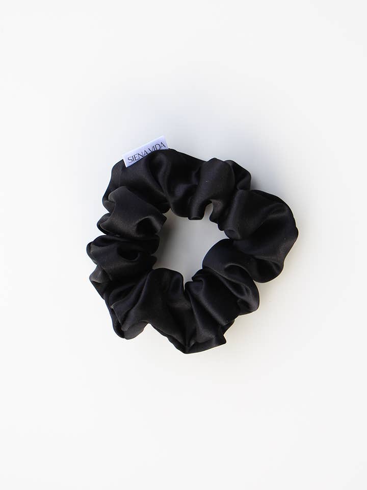 Black Silk Scrunchie - Classic for wholesale by Siena Vida