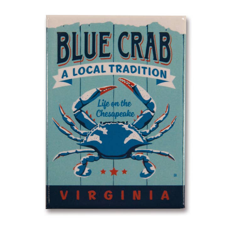 VA Blue Crab Metal Magnet for wholesale by Tourist Courts