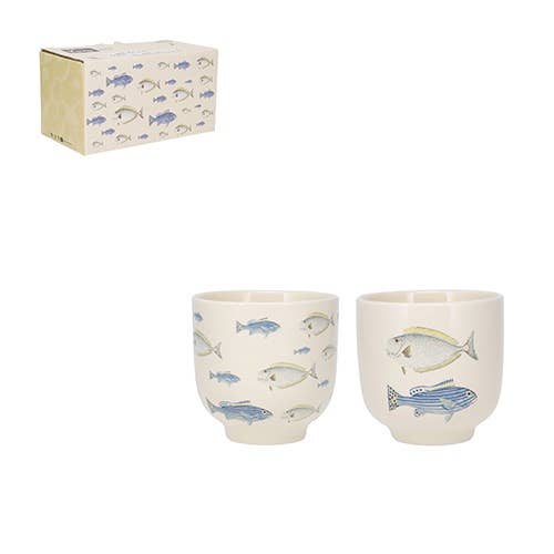 Set med 2 muggar 200 ml Encyclopedia Fish Gul-Pomugex62J02 för wholesale av KIUB