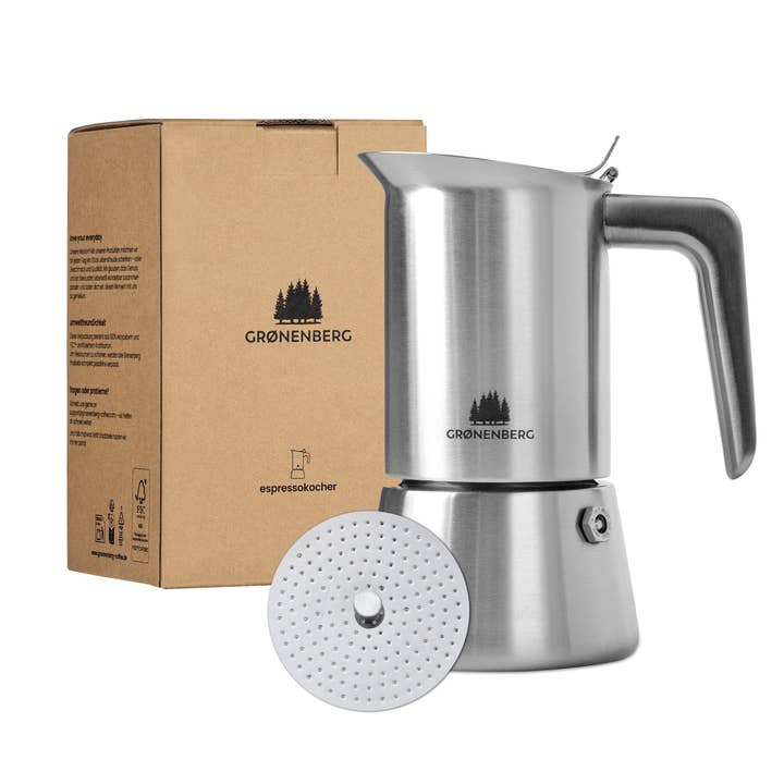 Espressokande i rustfrit stål til 4 kopper (200 ml) | induktion for engroshandel hos Groenenberg-Coffee