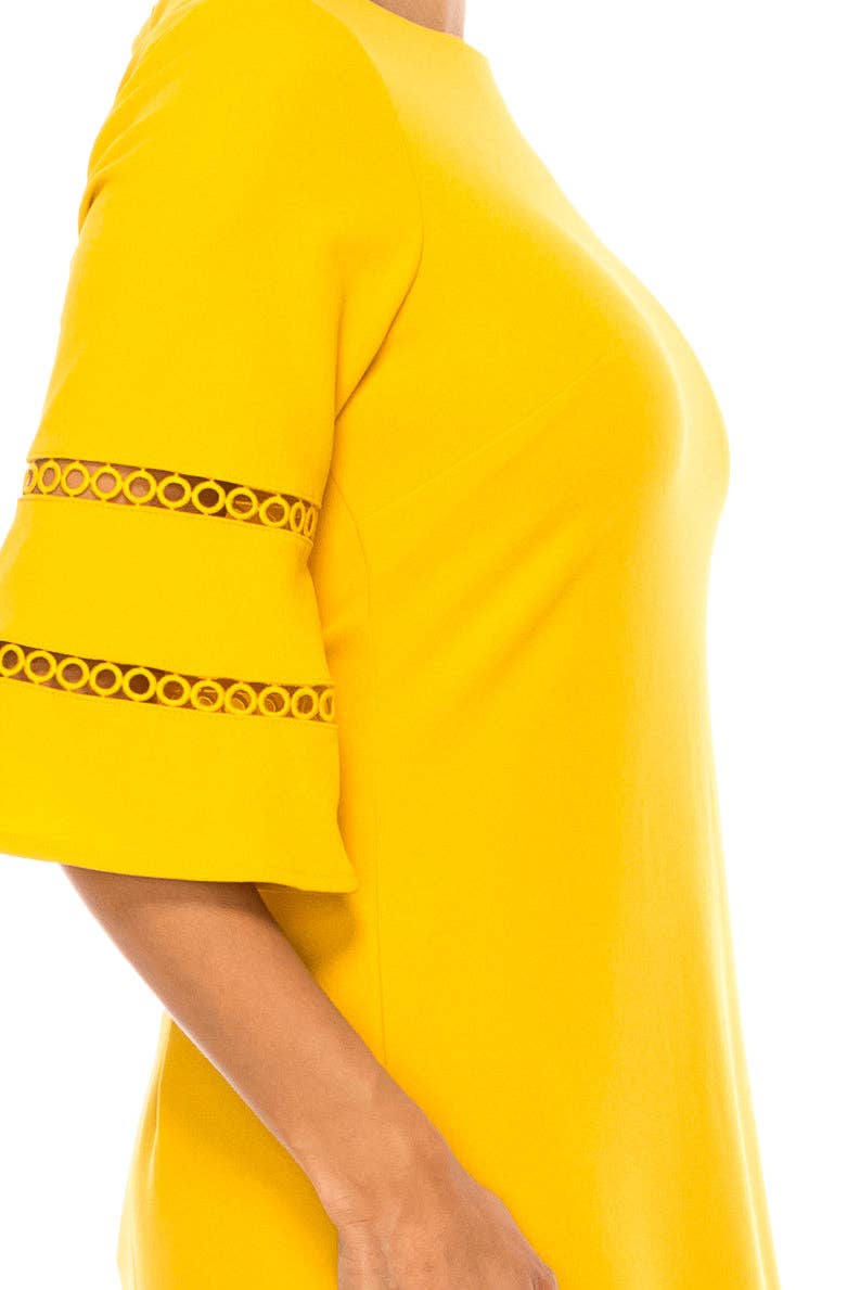 MUSTARD ILE Clothing 3/4 Bell Sleeve Sheath Dress for wholesale on Faire4