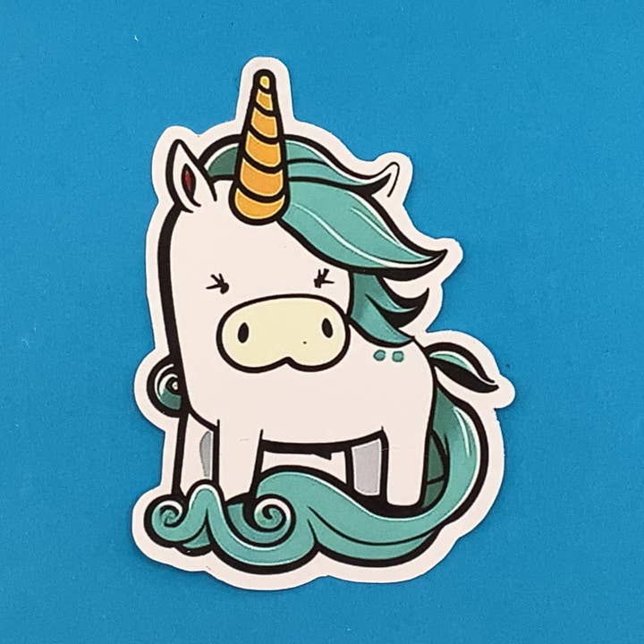 Bashful Unicorn Vandtæt Vinyl Sticker for engroshandel hos Something Personal