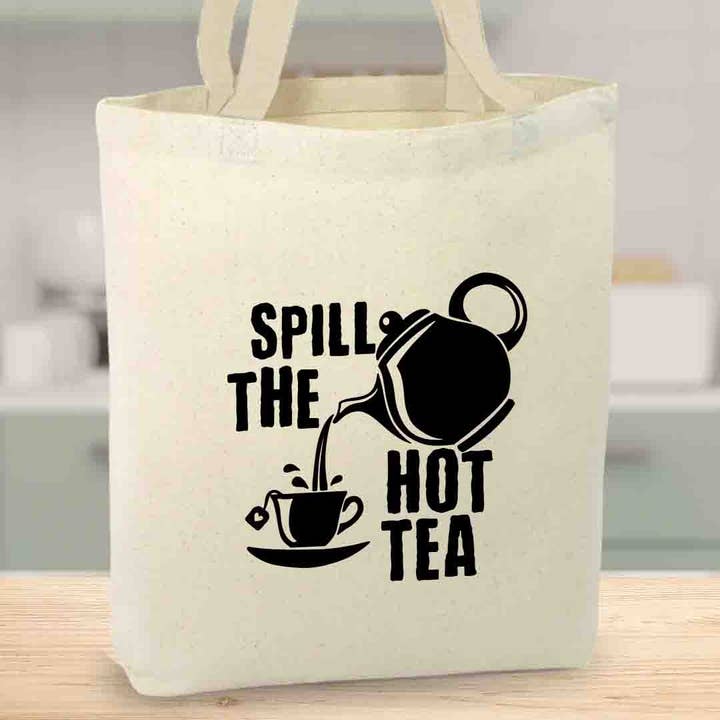 Spild Den Varme Te Lærredstaske, Teelsker for engroshandel hos Anna B. Shop