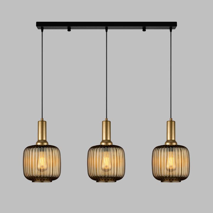 Eclipse Lighting - Wholesale Chandelier/Hanging Light - Linear Smoke Gray Ribbed Glass Modern Pendant Lighting, Custom Ribbed Glass Pendant Lighting, Nordic Style Glass Pendant Light for Kitchen Island15