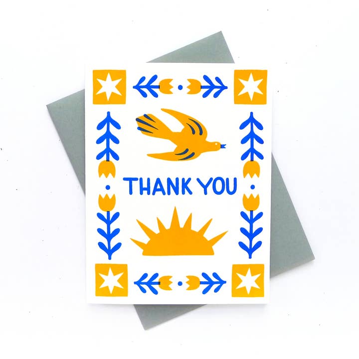 Folk Thank You Card for wholesale by Middle Dune