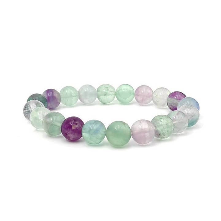 Crystal Bracelet - 8mm Fluorite, pack of 5 for wholesale by Earths Elements Wholesale
