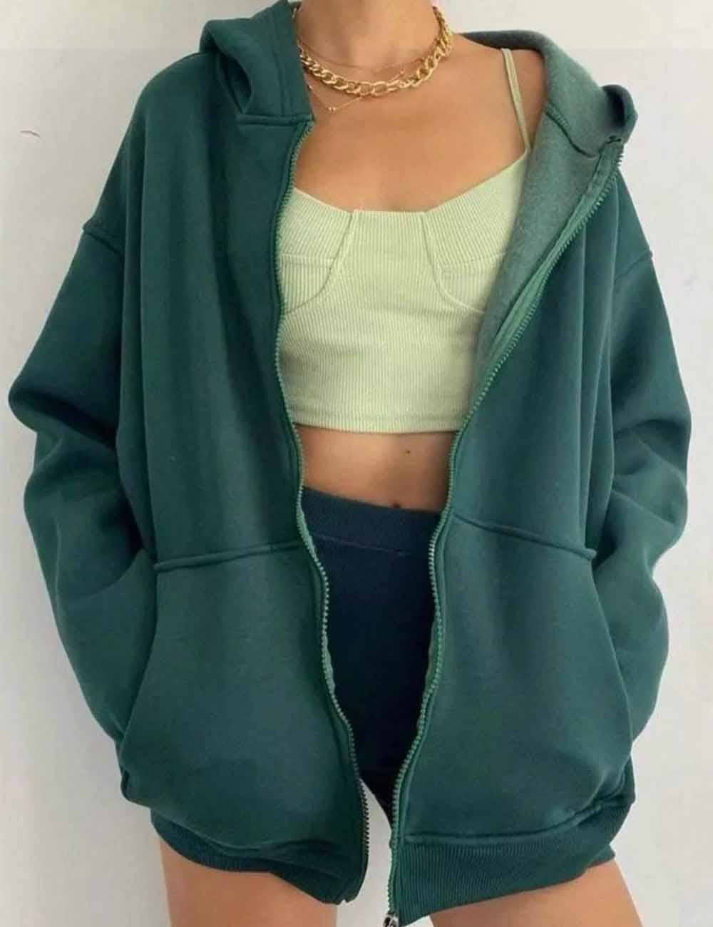 Sweetkama - Vente Sweat-shirt – femme - Sweat à capuche zippé uni pour femme à manches longues6