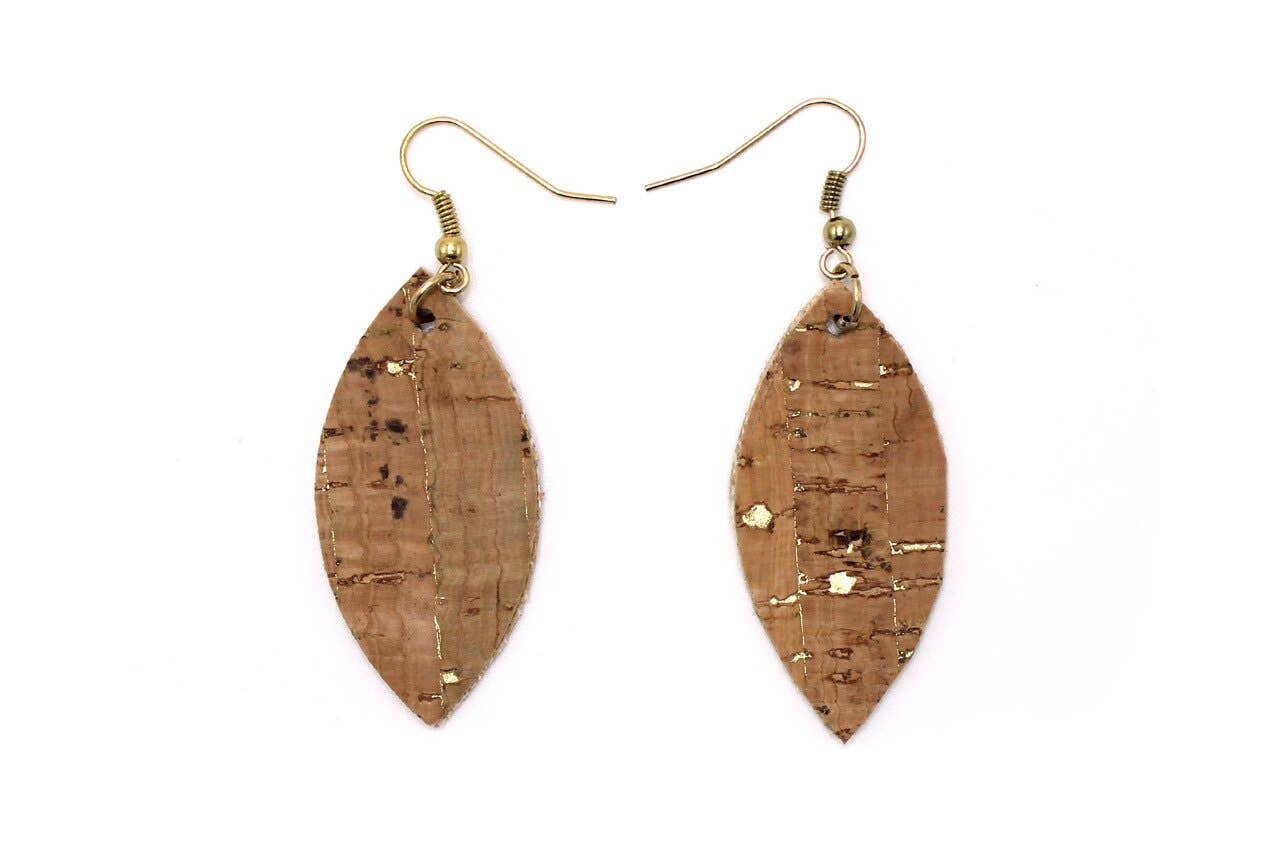 Spicer Bags - Wholesale Dangle Earrings - Cork Leaf Earring in multiple Cork materials2