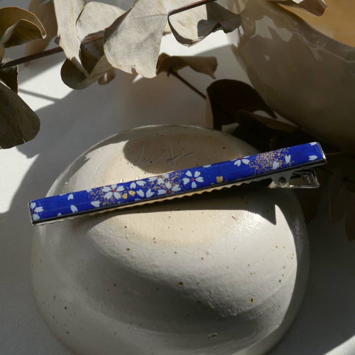 Grote Japanse papieren haarclip - Marineblauw voor wholesale door Dix janvier