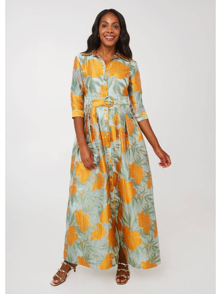 Orange Cecilia Gown Mint Pansy Vine Organza for wholesale on Faire