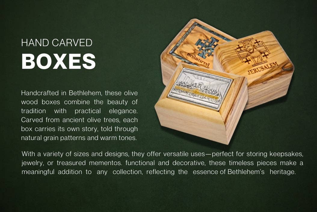 Holyland Artisans - Venta al por mayor Joyero/organizador de joyas - Caja de Madera de Olivo_ Rectangular Grande Lisa4