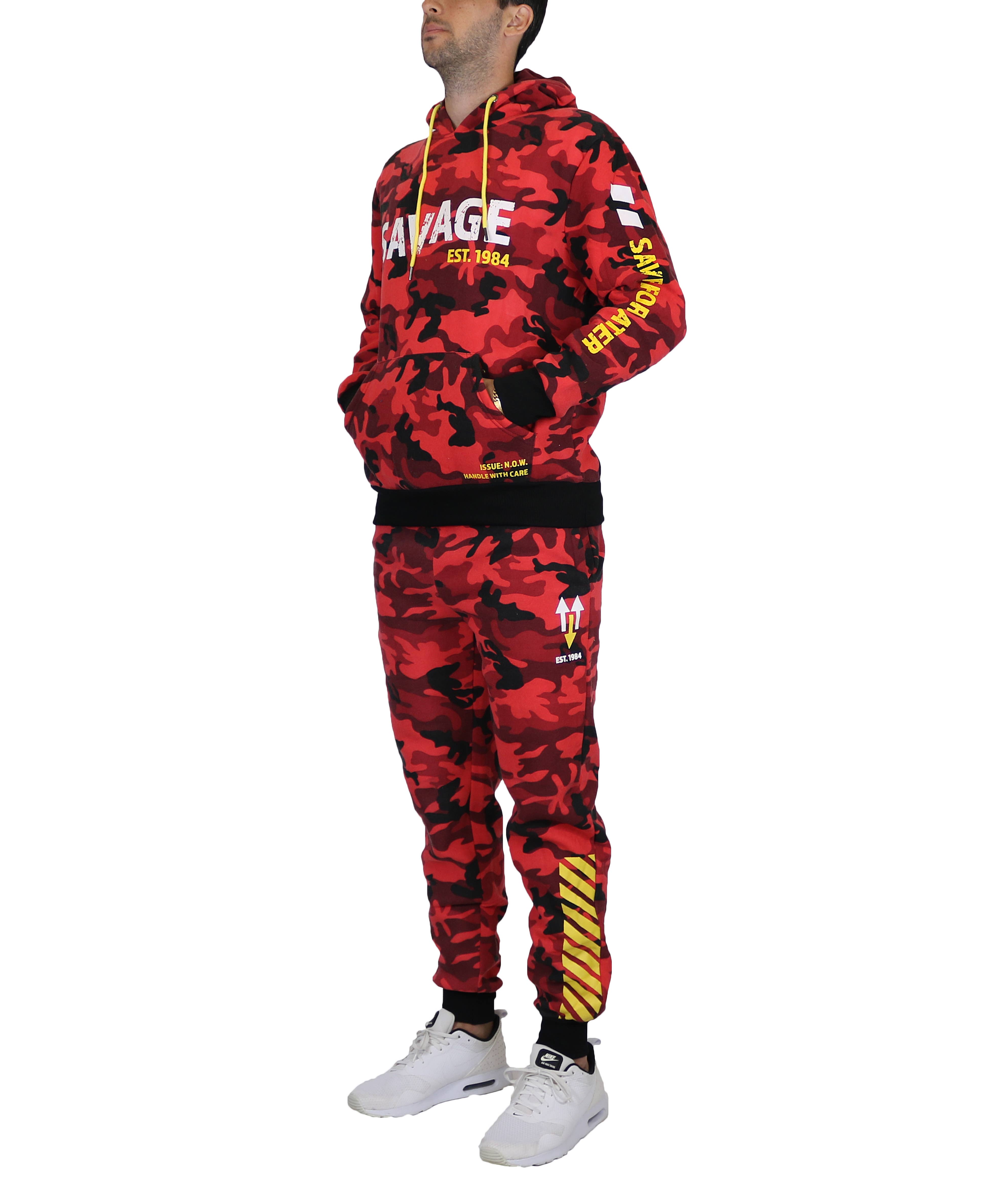 Galaxy By Harvic - Wholesale Lounge Set - Men's - Men's Fleece Hoodie & Jogger Set - SAVAGE CAMO4