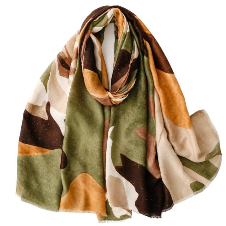 Funkyrel® Atzbranding Limited - Wholesale Scarf - Women's - Scarvii - Abstract Art Scarf with Gold Foil & Glitter4