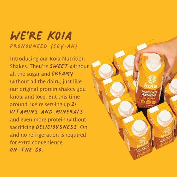 Koia - Wholesale Protein/Superfood Powder - Chocolate Banana Nutrition Shake - 12pk Shelf Stable2