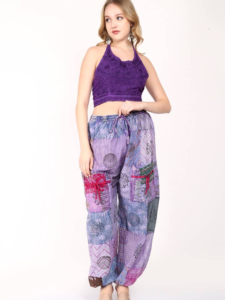 Wevez - Wholesale Pants - Women's - Women's Boho Cotton Printed Patchwork Harem Pant Mix Lot10