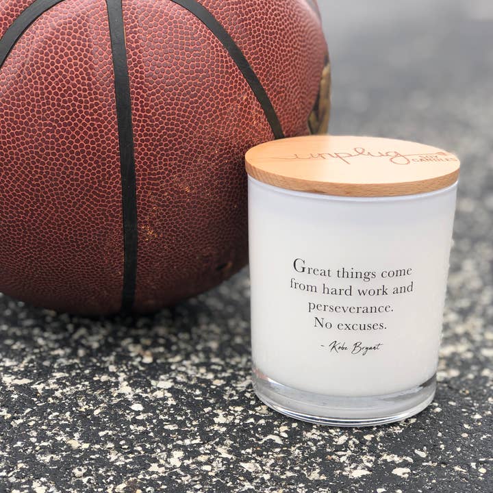 No Excuses Kobe Bryant Quote Soy Candle for wholesale by Unplug Soy Candles