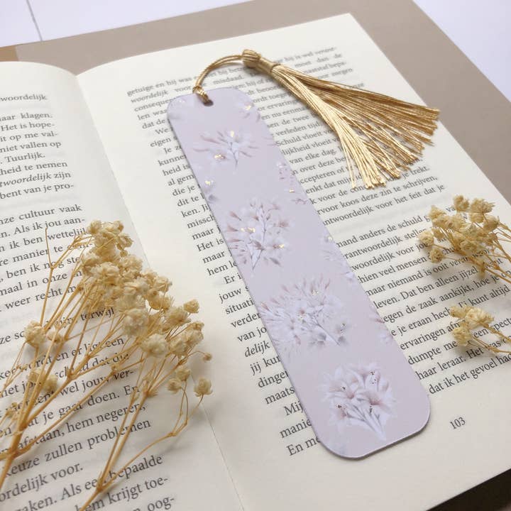 T's Stationery – wholesale Bookmark – "Gold Foiled Bookmark With Tree Jasmine Flowers"