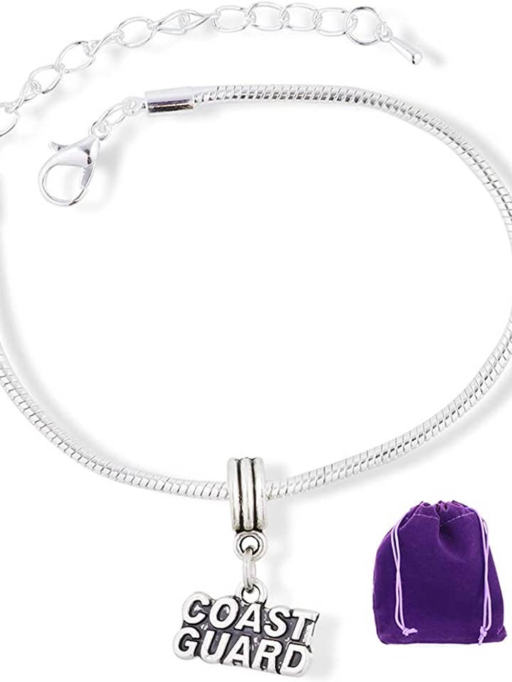 Coast Guard Text Snake Chain Charm Bracelet for wholesale by Dave The Bunny