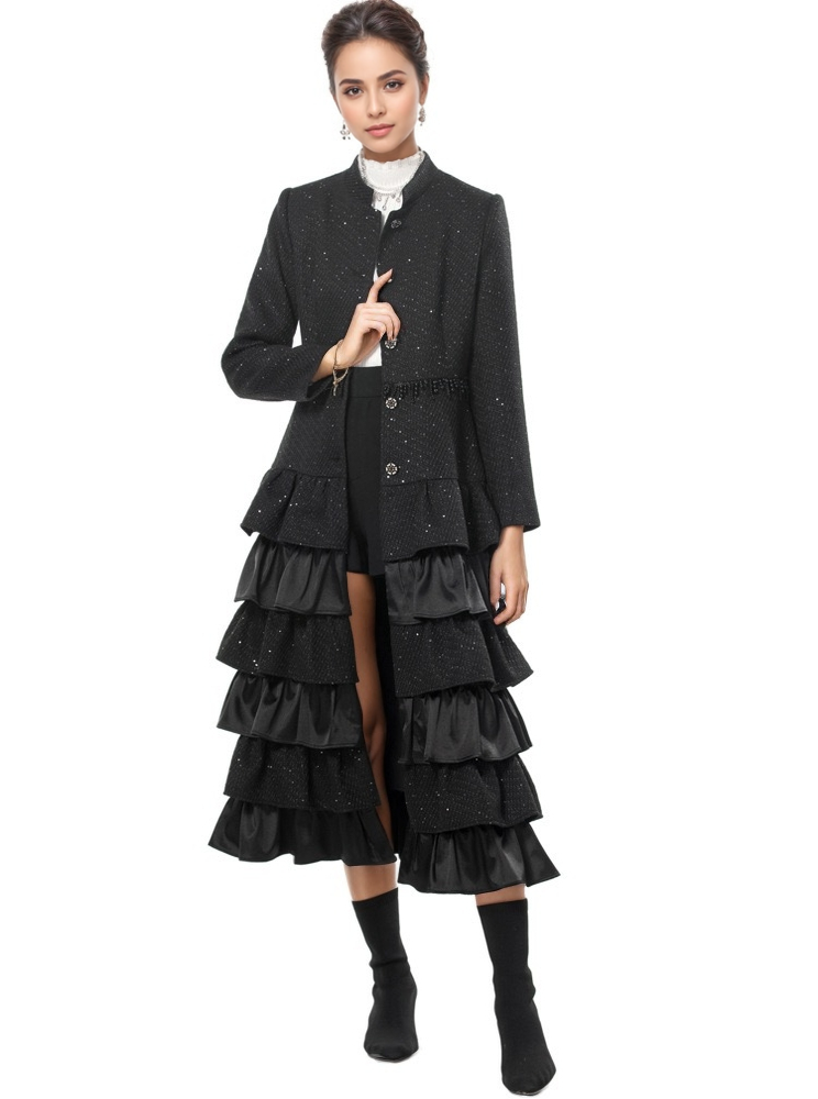 Negro CT110L Rompevientos de Pastel con Volantes y Borlas Hechas a Mano de venta al por mayor en Faire2