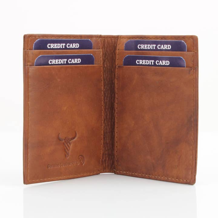 Leather Impressions Inc - Wholesale Money Clip - Unisex - American Bison Oil Pull Up Magnetic Money Clip Card Case 15713