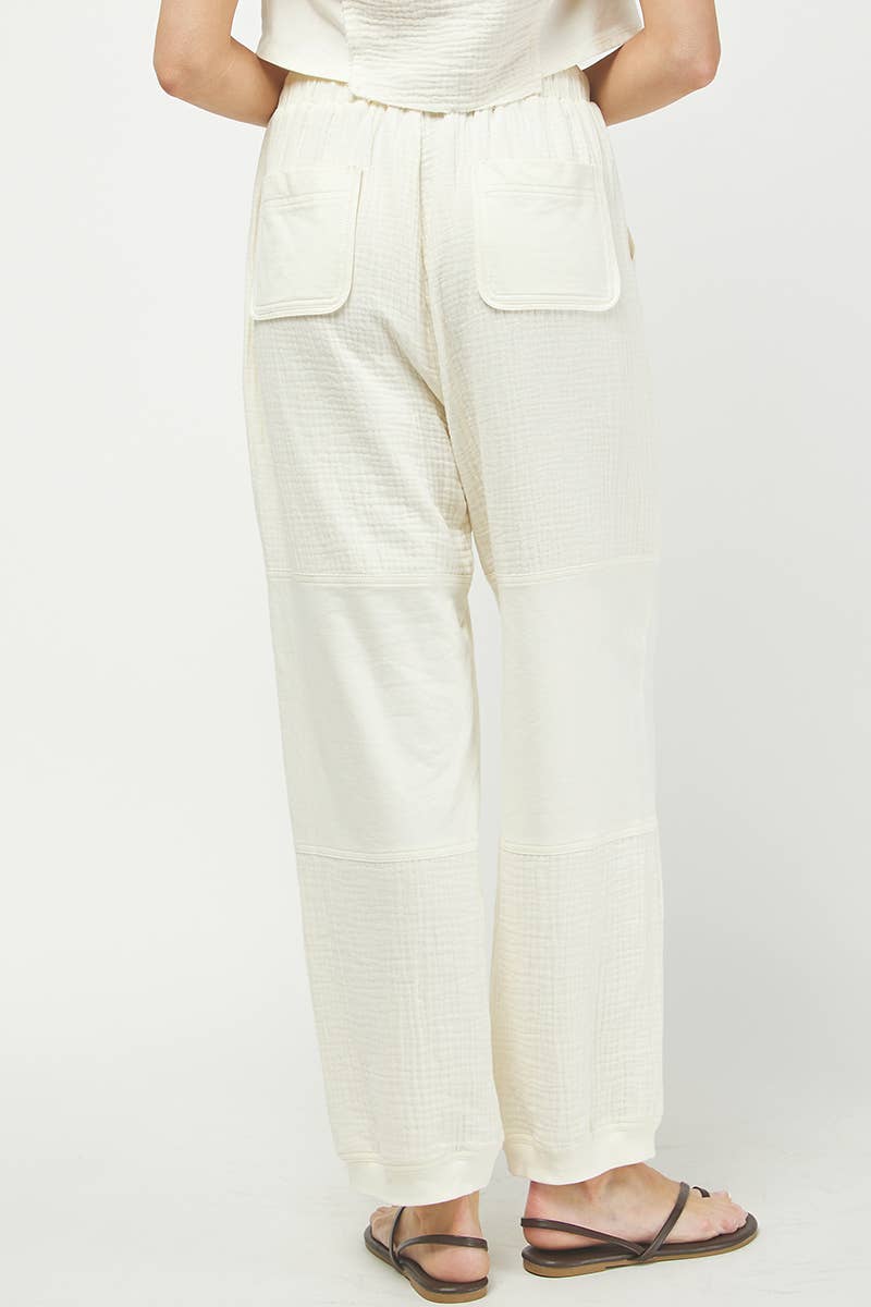 Cream 933NP COTTON GAUZE PANTS for wholesale on Faire7