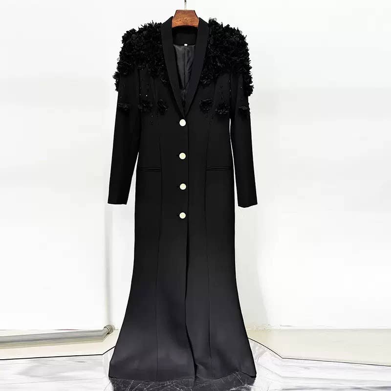 Productseeker - Vendita all'ingrosso Vestito - Donna - DR340Y Abito lungo con perline pesanti e fiori 3D3