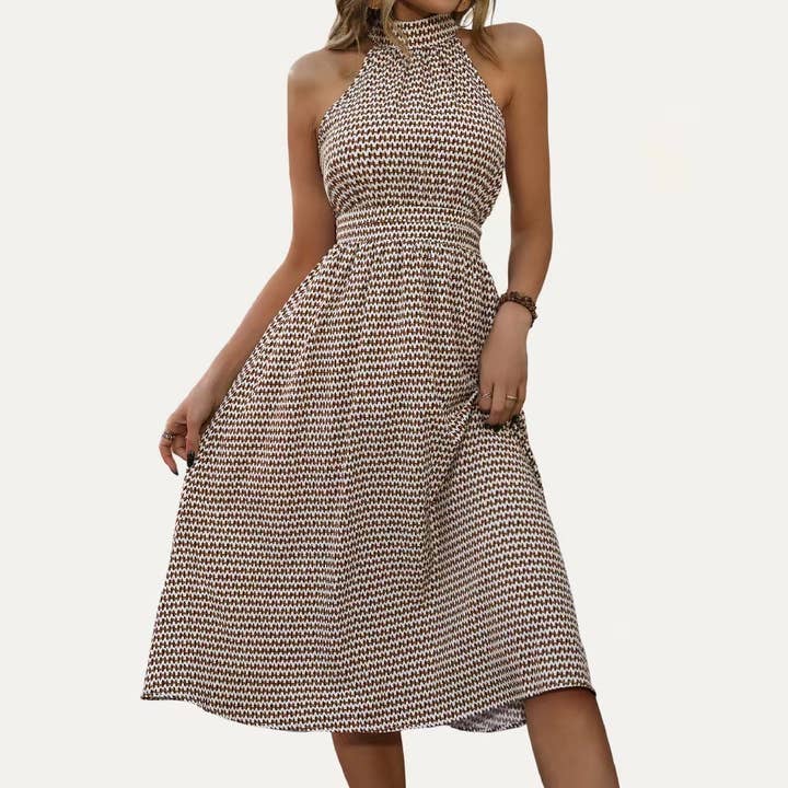 Chic Stylish Halter Neckline Sleeveless Midi Dress for wholesale by The Moment Collection