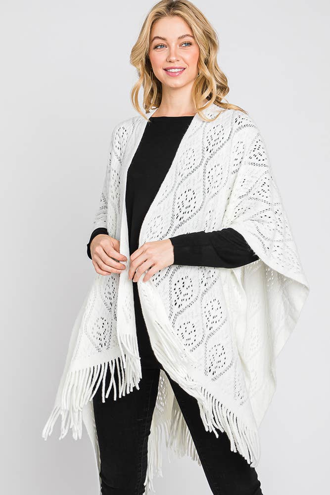 Hana - Wholesale Cardigan - Dames - Paisley Pattern Fringe Ruana2