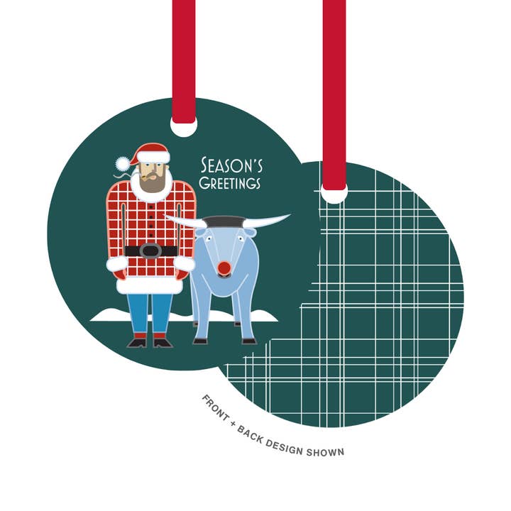 Adorno de metal | Holiday Paul Bunyan + Babe para venta al por mayor de Creative Compass