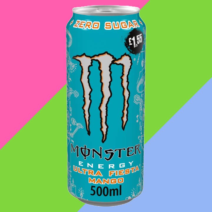 Monster Energy Drink Ultra Fiesta Mango Zero Zucchero 12 x 500ml PMP £1.55 per la vendita all'ingrosso da parte di Gaffney's Sweets & Treats Wholesale