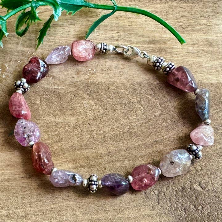 Pastel Spinel Nugget Bracelet in Sterling Silver for wholesale by Toad Song Jewelry