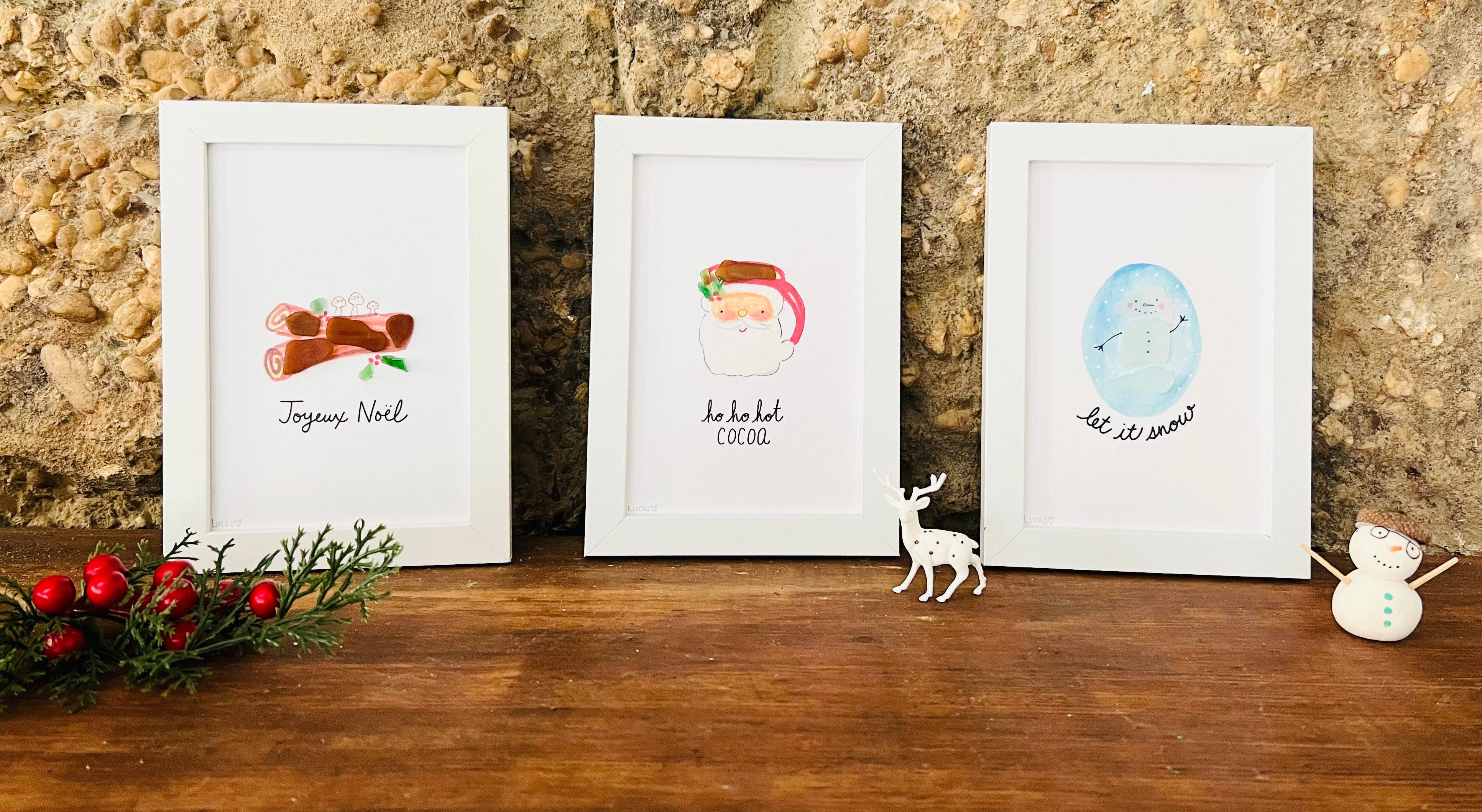 Sook & Hook - Wholesale Christmas Wall Art - Santa Mug Ho Ho Hot Cocoa Sea Glass Art2