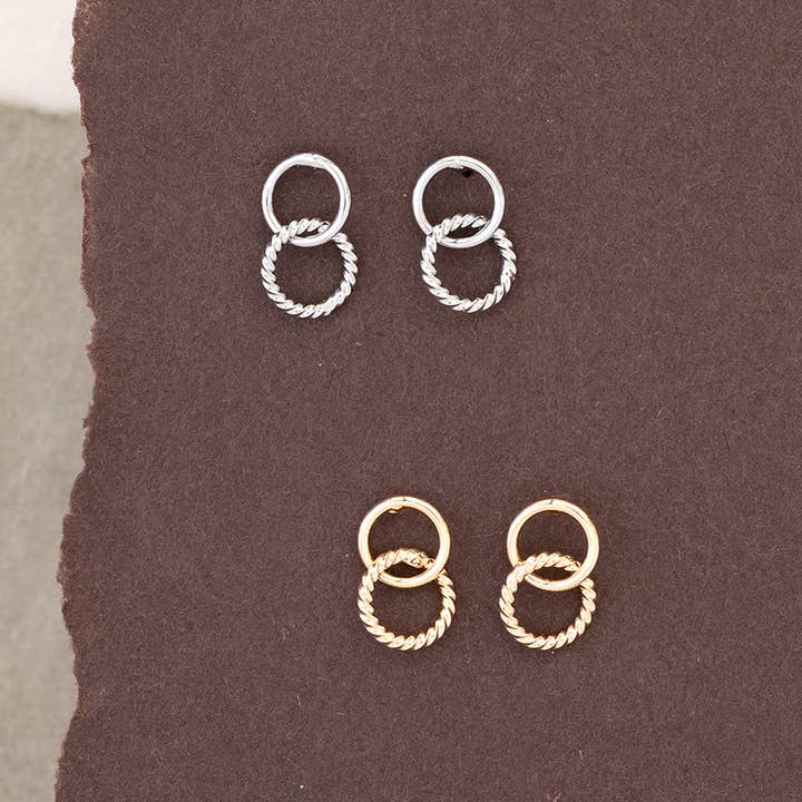 Double Circle Hoop Post Dangle Earring Twisted Hoop Gift for wholesale by Rebecca Accessories LLC