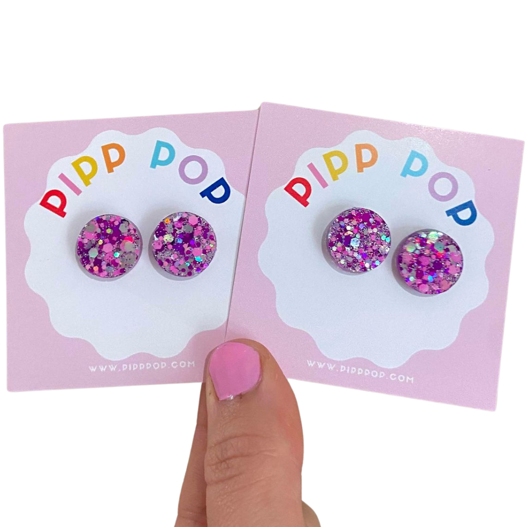 Pipp Pop - Wholesale Stud/Post Earrings - Glitter Resin Studs - 34 Colours Available28