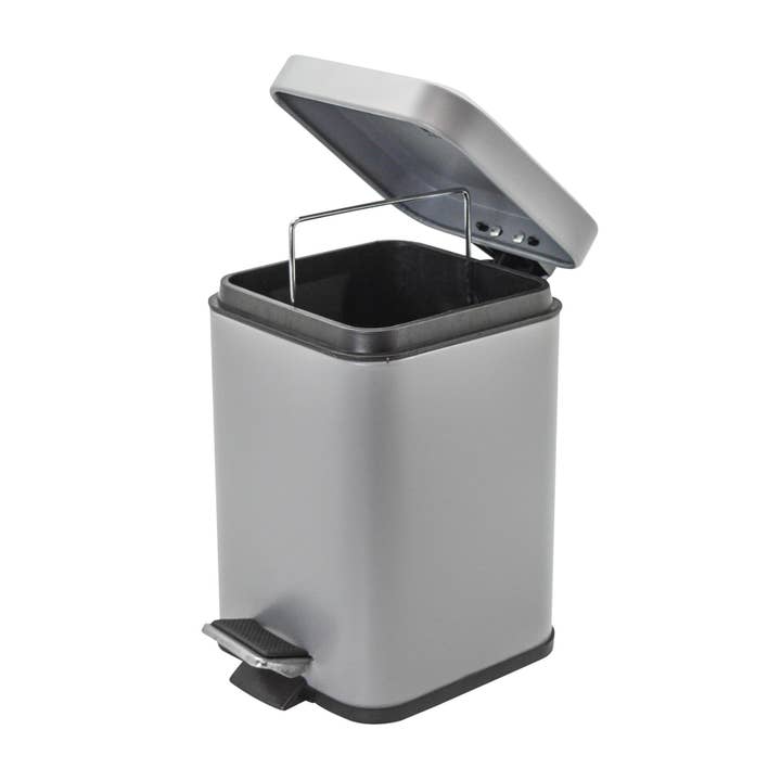 Rinkit Ltd - Wholesale Trashcan/Trash Bin - Harbour Housewares Square Steel Pedal Bin - 3L - Grey