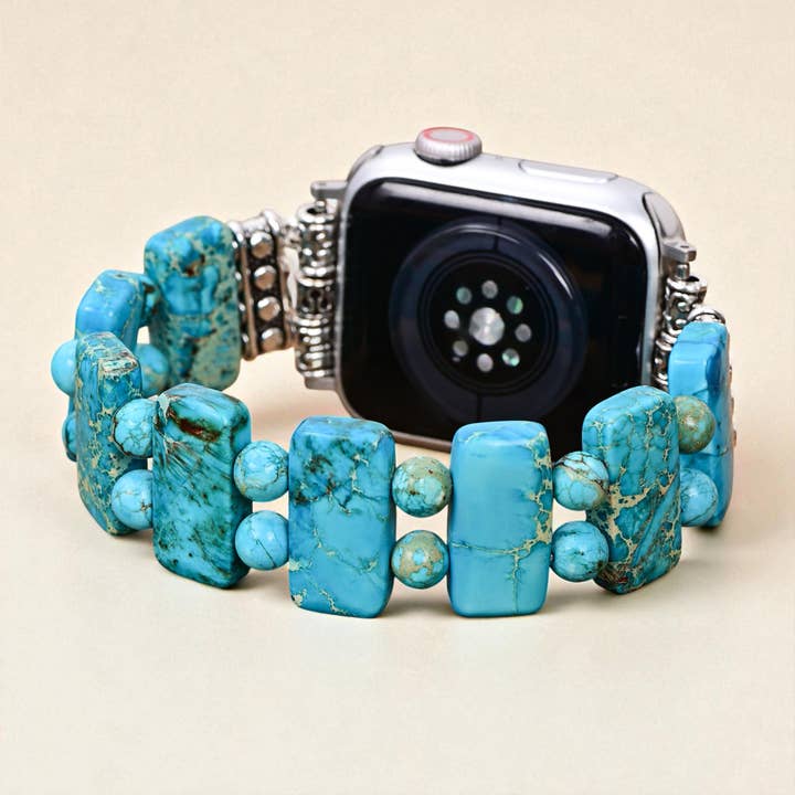 Bracelet Apple Watch extensible turquoise sérénité pour la vente par Cape Diablo