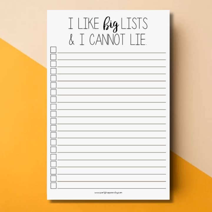 J'aime les grandes listes et je ne peux pas mentir Bloc-notes pour la vente par PartyHappier